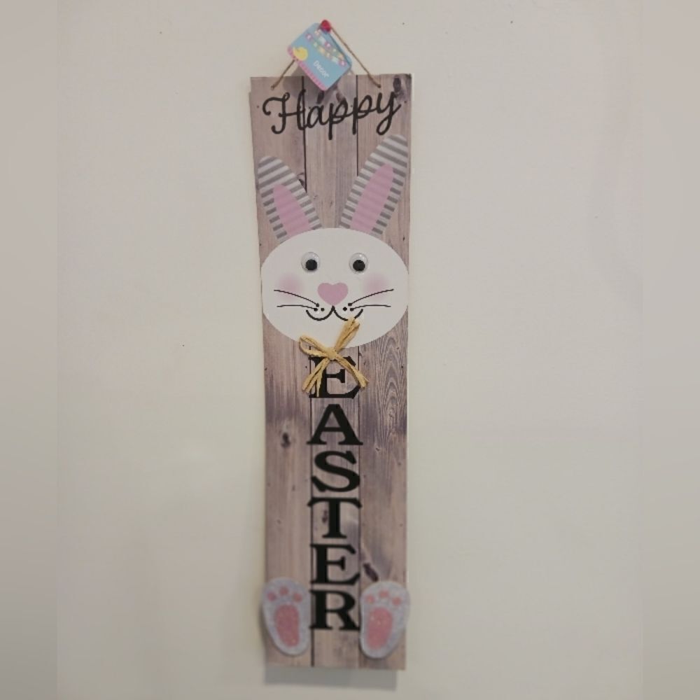 3 for $26 - Happy Easter Bunny Wood Wall Plaque Holiday Decor Door Wall Sign